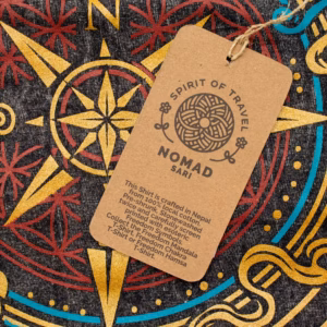 Nomad Sari Stonewashed Cotton T-Shirt - Compass of Life - Charcoal - XL