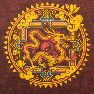 Nomad Sari Stonewashed Cotton T-Shirt - Dragon Mandala - Maroon - Small