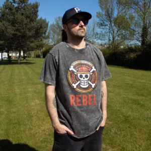 Nomad Sari Stonewashed Cotton T-Shirt - Rebel - Charcoal - Large