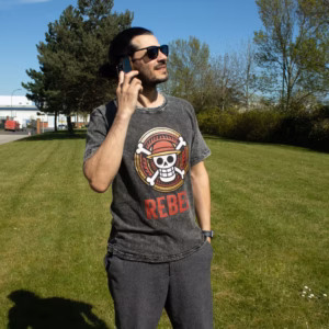 Nomad Sari Stonewashed Cotton T-Shirt - Rebel - Charcoal - Medium