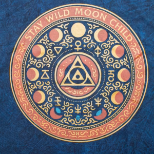 Nomad Sari Stonewashed Cotton T-Shirt - Stay Wild Moon Child - Blue - XL