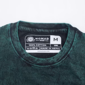 Nomad Sari Stonewashed Cotton T-Shirt - Tree of Life - Green - Medium