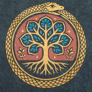 Nomad Sari Stonewashed Cotton T-Shirt - Tree of Life - Green - XL