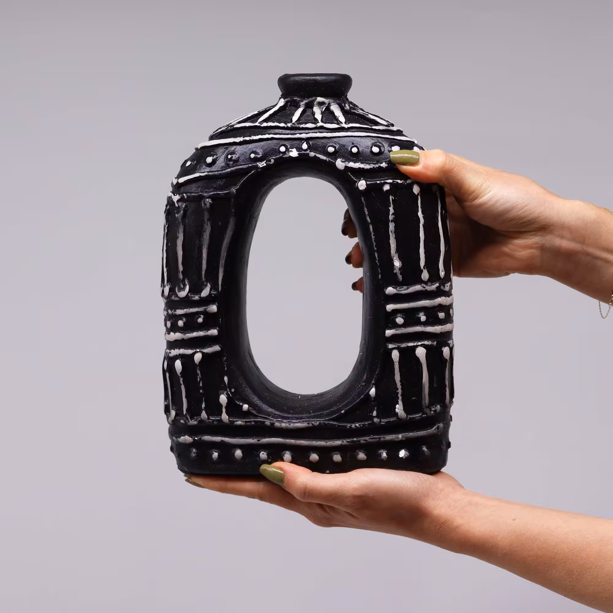 Oval Donut Shaped Vase – Chocolate 23cm | www.artisan-gifts.co.uk 3 Oval Donut Shaped Vase - Chocolate 23cm - Image 2