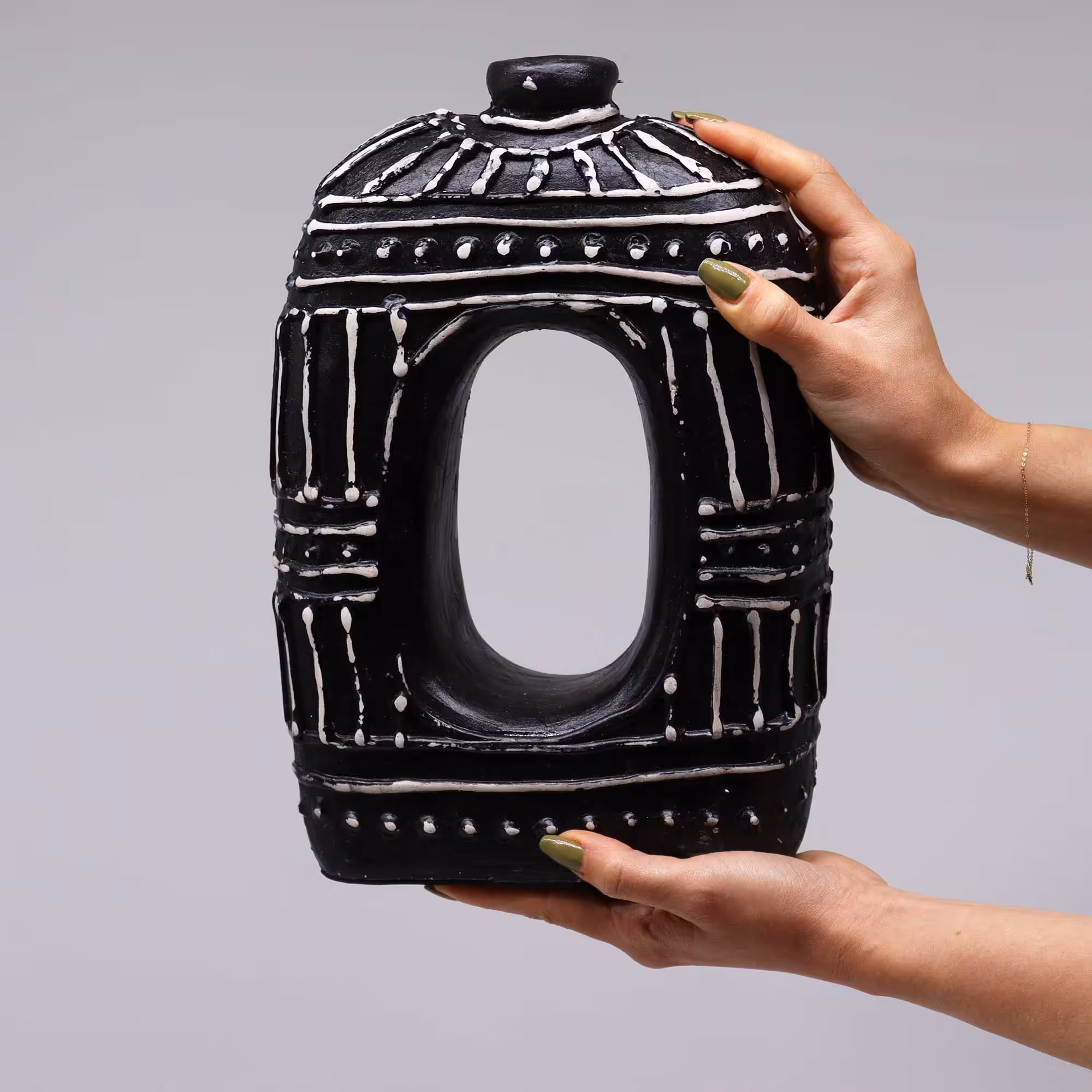 Oval Donut Shaped Vase – Chocolate 30cm | www.artisan-gifts.co.uk 3 Oval Donut Shaped Vase - Chocolate 30cm - Image 2