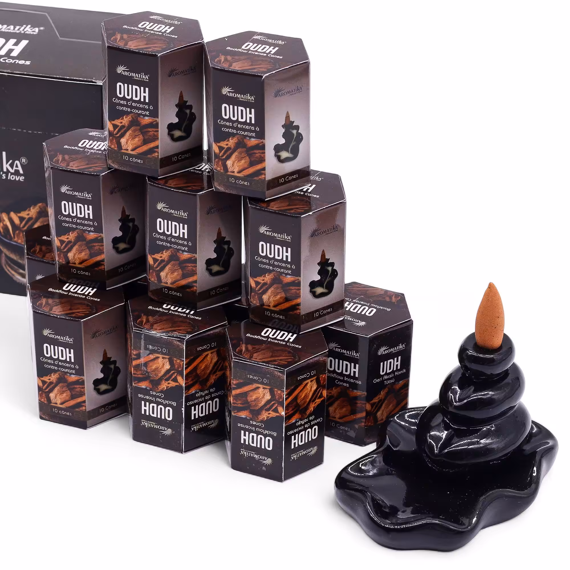 Pack of 10 Masala Backflow Incense – Oudh | www.artisan-gifts.co.uk 5 Pack of 10 Masala Backflow Incense - Oudh - Image 4