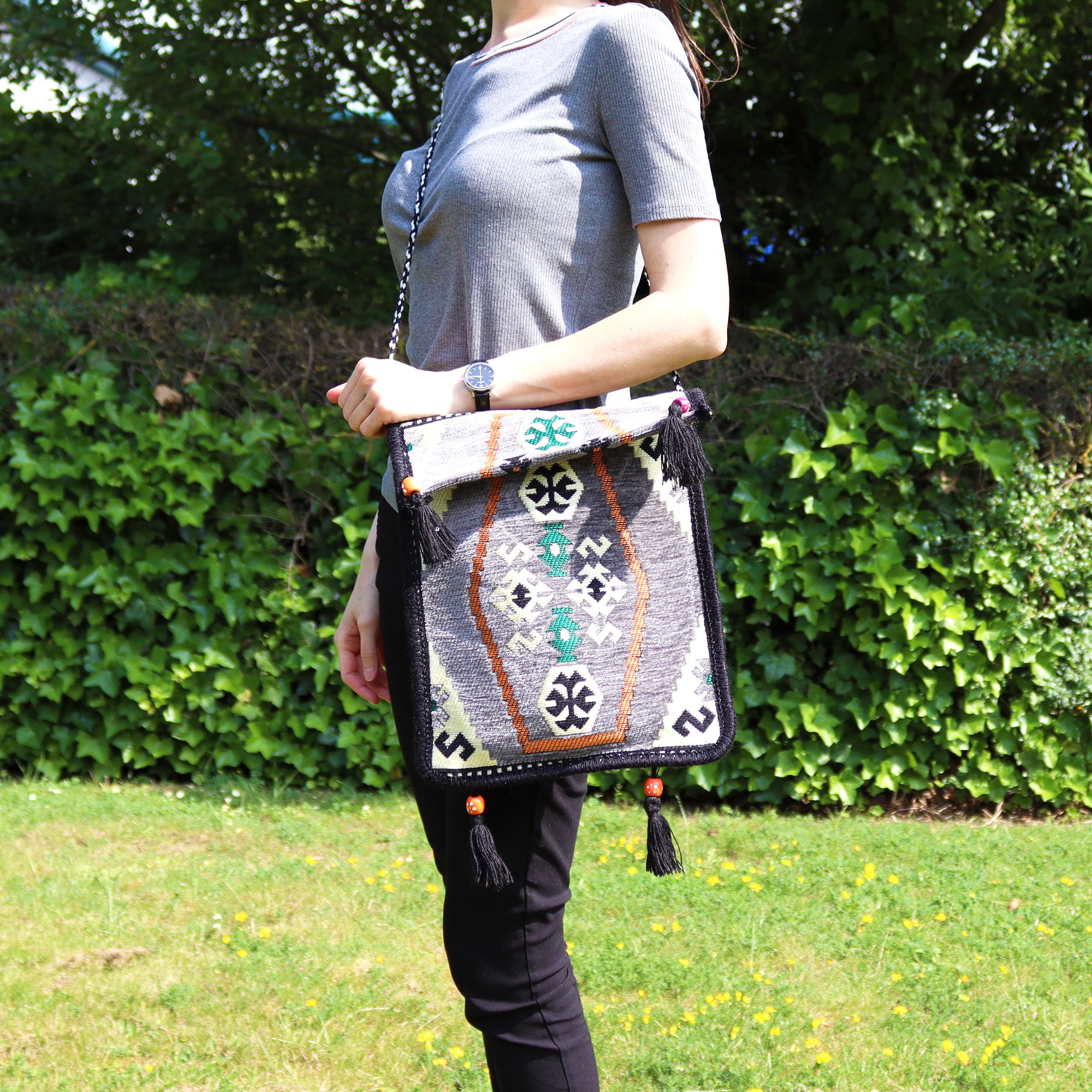 Pale Grey Kilim Messenger Festival Bag | www.artisan-gifts.co.uk 7 Pale Grey Kilim Messenger Festival Bag | www.artisan-gifts.co.uk 6