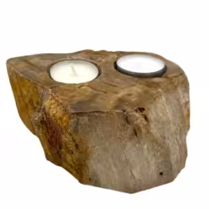 Petrified Wood Candle Holder – Double | www.artisan-gifts.co.uk 1