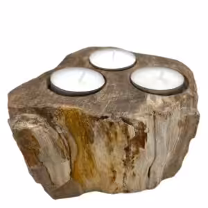 Petrified Wood Candle Holder – Triple | www.artisan-gifts.co.uk 1
