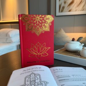 Red Wellness Journal – 120 pages – Golden Mandala and Lotus | www.artisan-gifts.co.uk 1