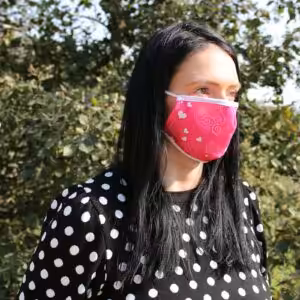 Reusable Fashion Face Covering - Pink Hearts (Adult)