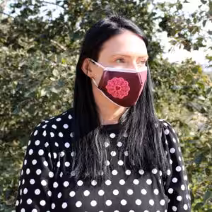 Reusable Fashion Face Covering - Red Mandala Heart  (Adult)