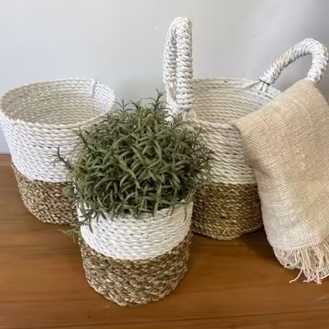 Seagrass Basket Set – Natural White | www.artisan-gifts.co.uk 9 Seagrass Basket Set - Natural White - Image 8