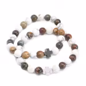 Set of 2 Gemstones Friendship Bracelets – Peace – Picasso Jasper & White Howlite | www.artisan-gifts.co.uk 1