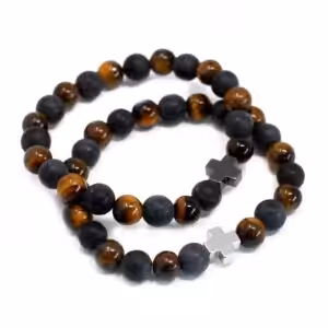 Set of 2 Gemstones Friendship Bracelets – Power – Tiger Eye & Black Stone | www.artisan-gifts.co.uk 1