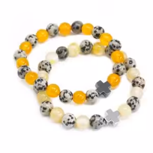 Set of 2 Gemstones Friendship Bracelets – Protection – Dalmatian Jasper & Yellow Agate | www.artisan-gifts.co.uk 1