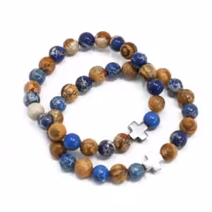 Set of 2 Gemstones Friendship Bracelets – Support – Sodalite & Picture Stone | www.artisan-gifts.co.uk 1