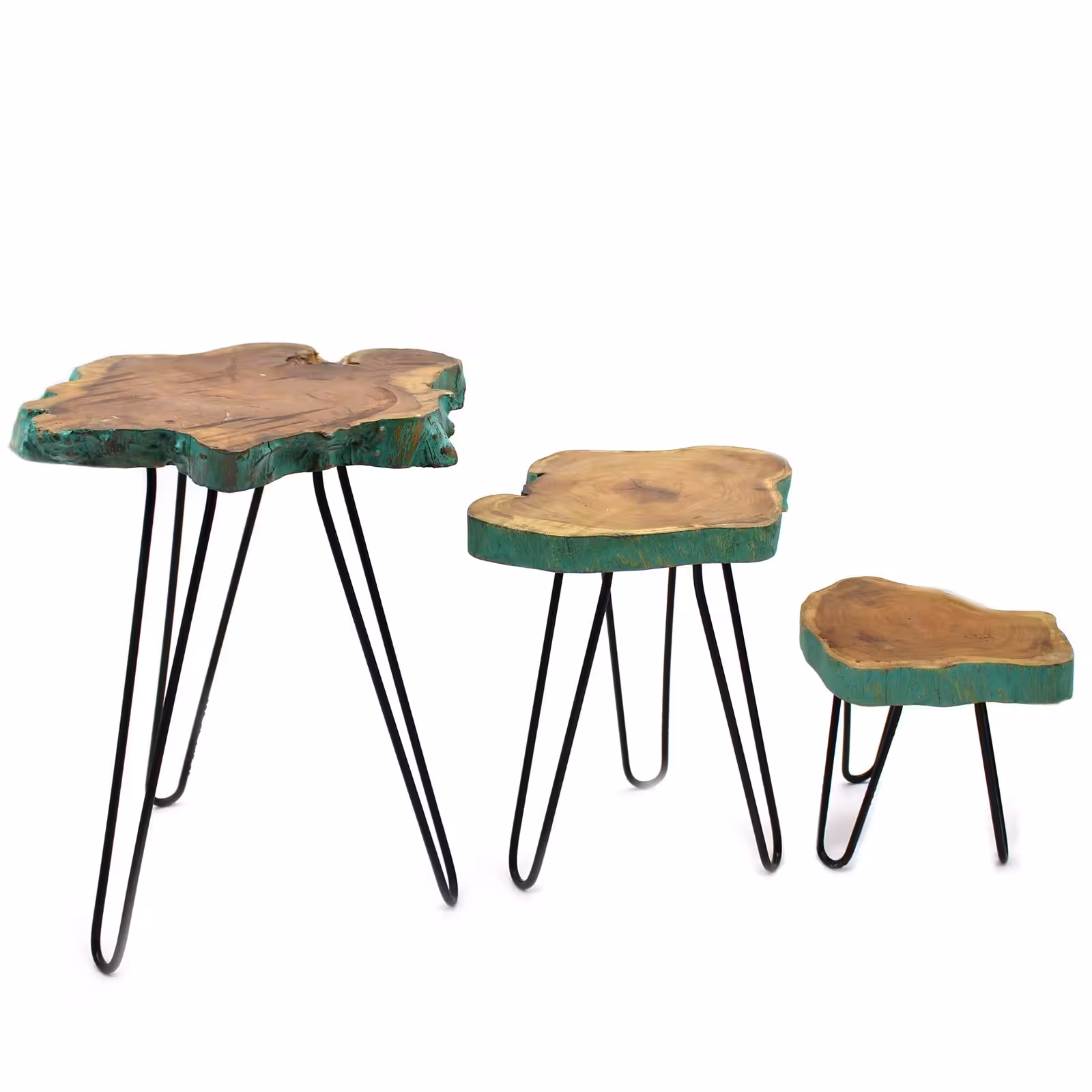 Set of 3 Gamal Wood Plant Stands – Greenwash | www.artisan-gifts.co.uk 7 Set of 3 Gamal Wood Plant Stands - Greenwash - Image 6