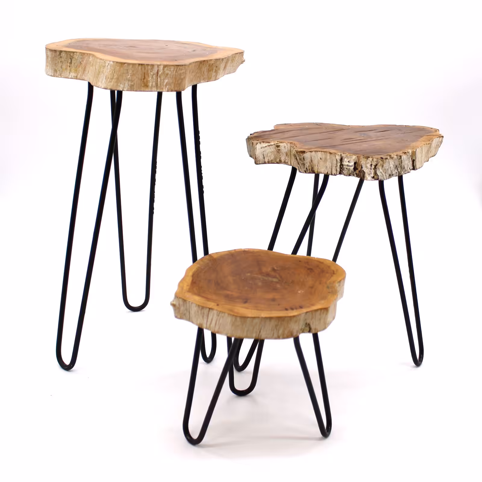 Set of 3 Gamal Wood Plant Stands – Whitewash | www.artisan-gifts.co.uk 3 Set of 3 Gamal Wood Plant Stands - Whitewash - Image 2