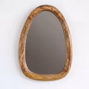 Set of 3 Pebble Shaped Mirrors - Light Wood Finish