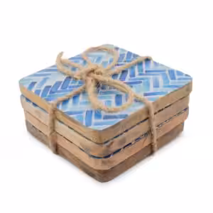 Set of 4 Square Coasters -  Blue Stripes