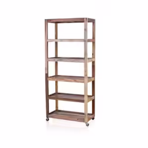 Six Shelf Display with Casters - Recycled Wood