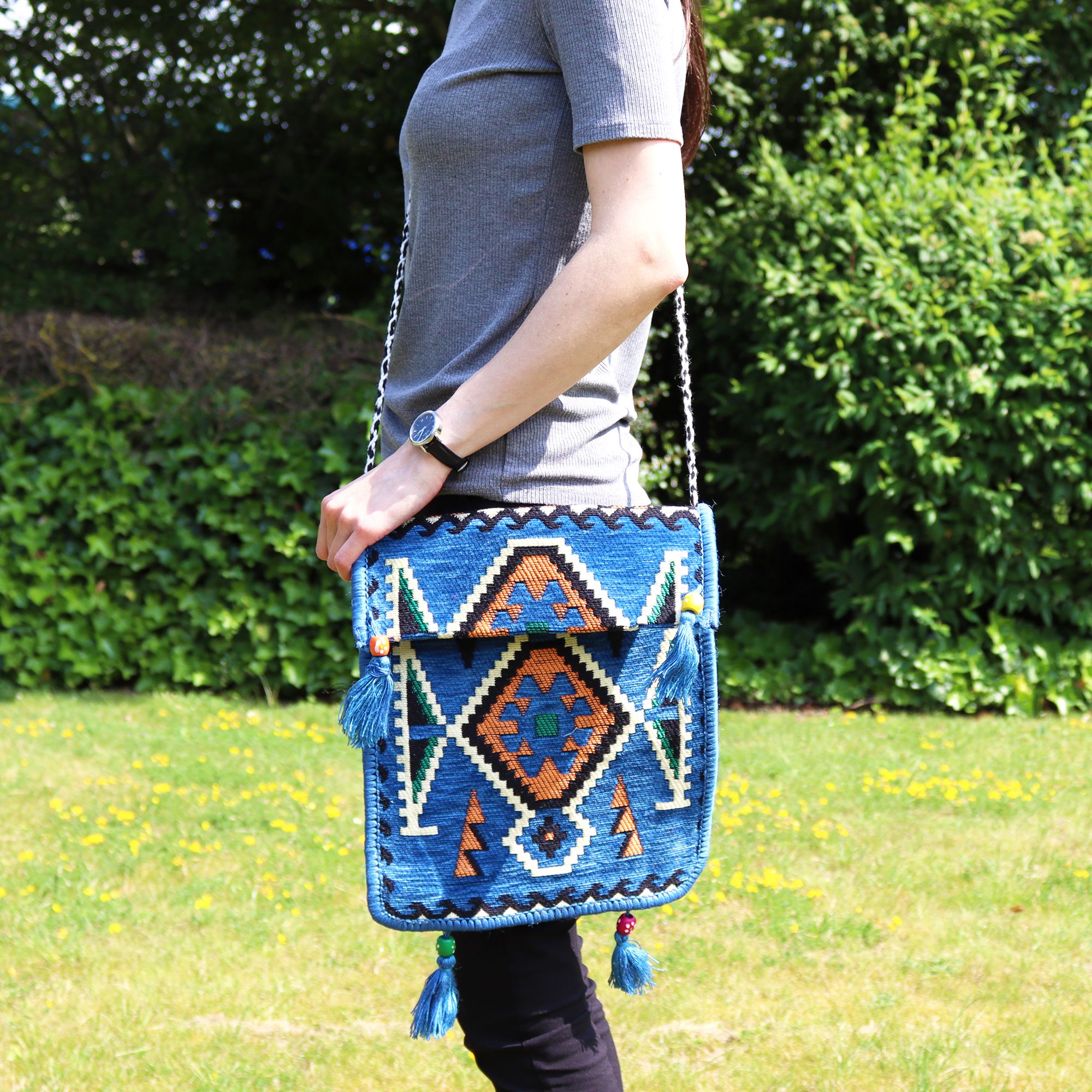 Sky Blue Kilim Messenger Festival Bag | www.artisan-gifts.co.uk 5 Sky Blue Kilim Messenger Festival Bag | www.artisan-gifts.co.uk 4