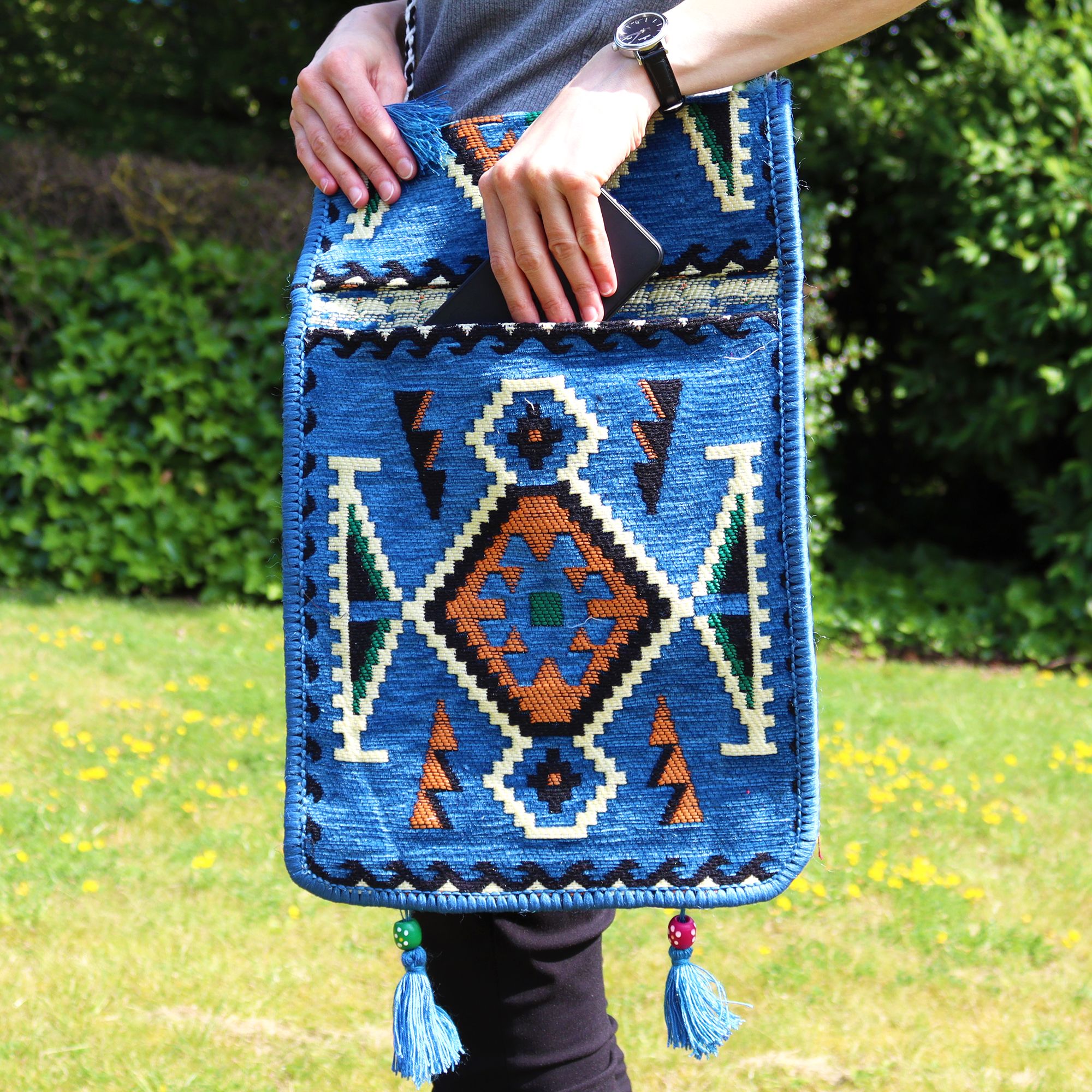 Sky Blue Kilim Messenger Festival Bag | www.artisan-gifts.co.uk 7 Sky Blue Kilim Messenger Festival Bag | www.artisan-gifts.co.uk 6