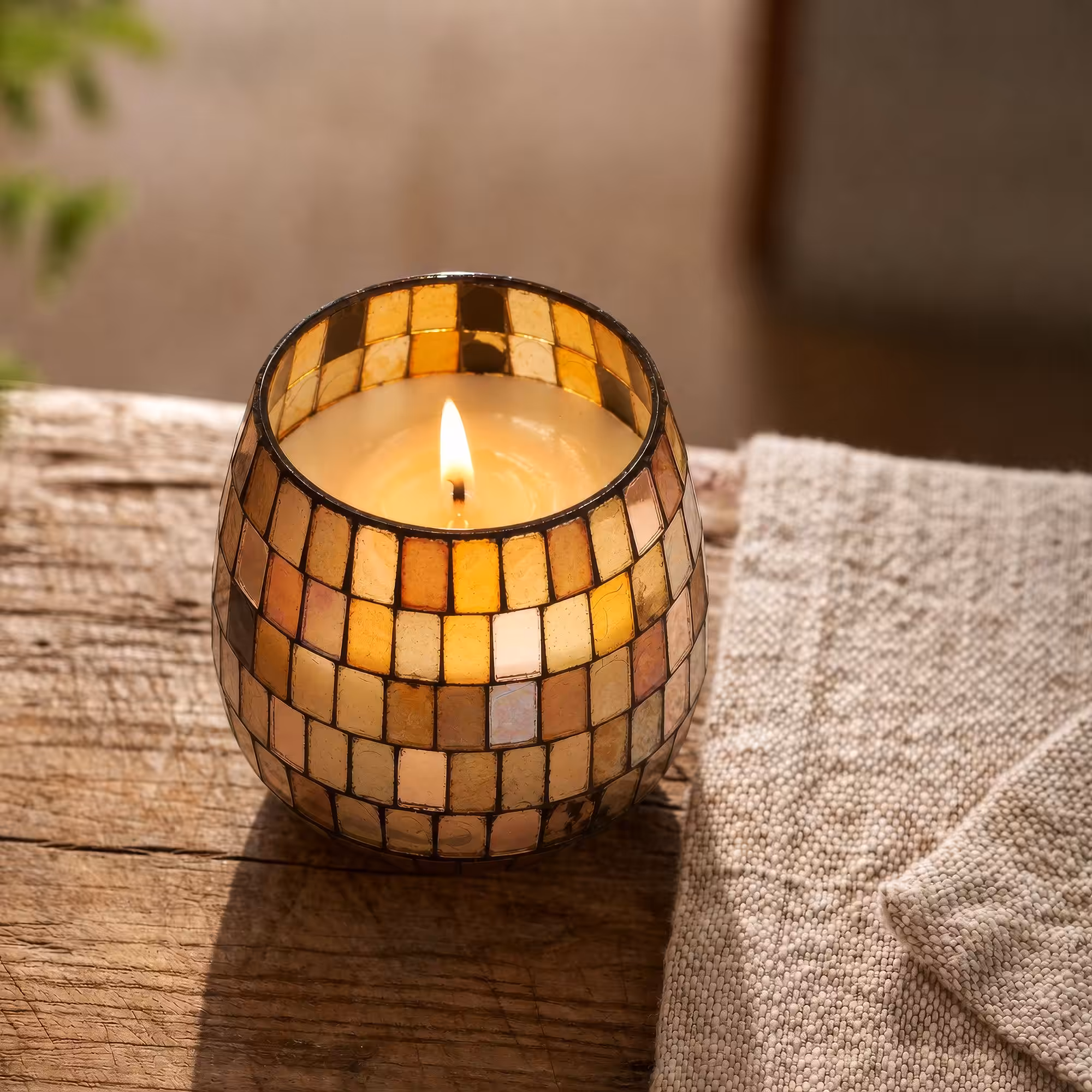 Small Glass Jar Candles – Amber Mosaic | www.artisan-gifts.co.uk 3 Small Glass Jar Candles - Amber Mosaic - Image 2