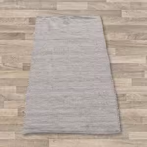 Small Indian Handloom Cotton Rug - Grey