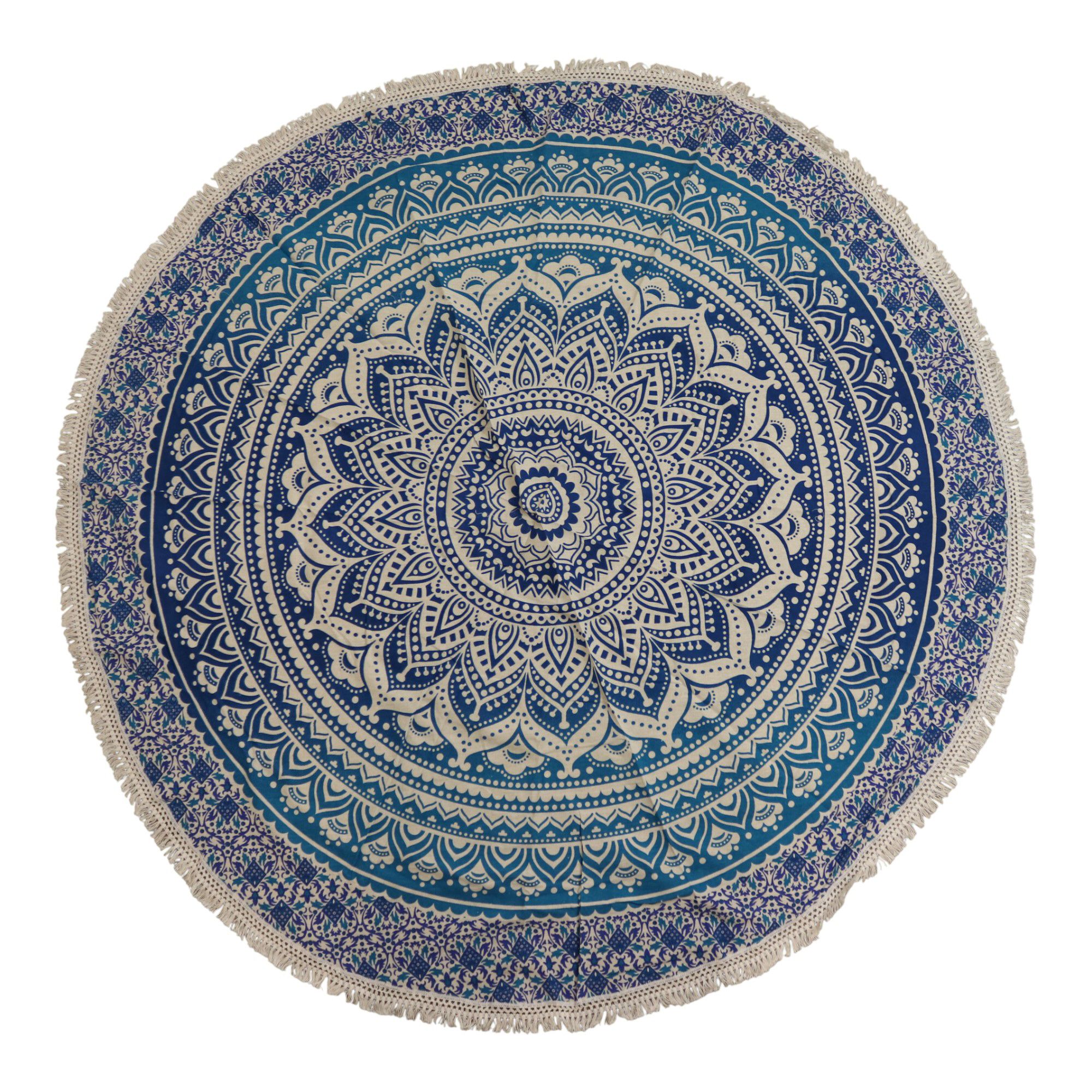 Small Mandala Roundie Cotton Art (130cm) – Classic Blue | www.artisan-gifts.co.uk 2 Small Mandala Roundie Cotton Art (130cm) – Classic Blue | www.artisan-gifts.co.uk 1