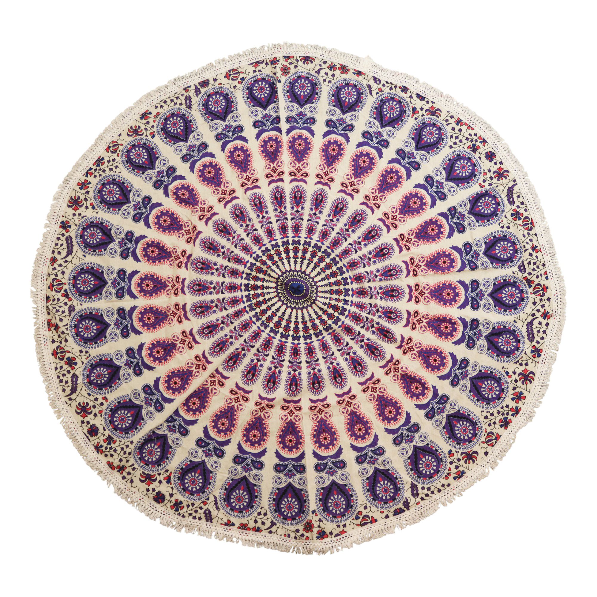 Small Mandala Roundie Cotton Art (130cm) – Peacock Purples | www.artisan-gifts.co.uk 2 Small Mandala Roundie Cotton Art (130cm) – Peacock Purples | www.artisan-gifts.co.uk 1
