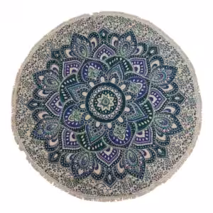 Small Mandala Roundie Cotton Art (130cm) – Teal & Blue | www.artisan-gifts.co.uk 1
