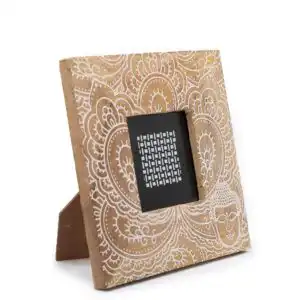 Small Mango Wood Picture Framel (for 10x15cm) 20x20x2cm – Buddha – White | www.artisan-gifts.co.uk