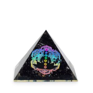 Small Organite Pryamids 5.5×4.5cm – Chakra Buddha – Black Tormaline Chips | www.artisan-gifts.co.uk 1