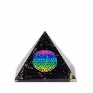 Small Organite Pryamids 5.5×4.5cm – Flower of Life – Black Tormaline Chips | www.artisan-gifts.co.uk 1