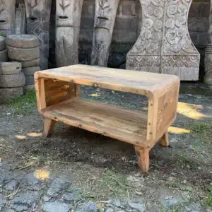 Small Rounded Coffee Table – Recycled Wood | www.artisan-gifts.co.uk 1