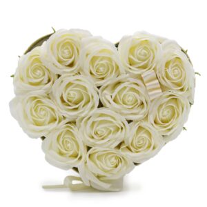 Soap Flower Gift Bouquet – 13 Cream Roses – Heart | www.artisan-gifts.co.uk 1