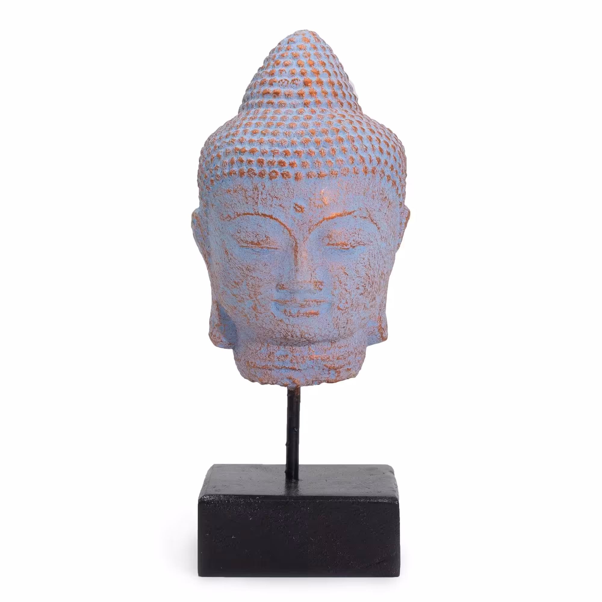 Stillness Buddha Head on Stand – Blue Copper | www.artisan-gifts.co.uk 4 Stillness Buddha Head on Stand - Blue Copper - Image 3