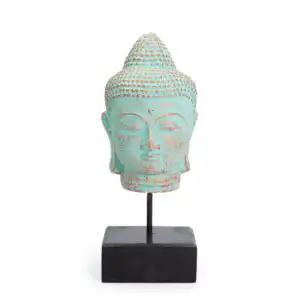 Stillness Buddha Head on Stand – Green Copper | www.artisan-gifts.co.uk 1