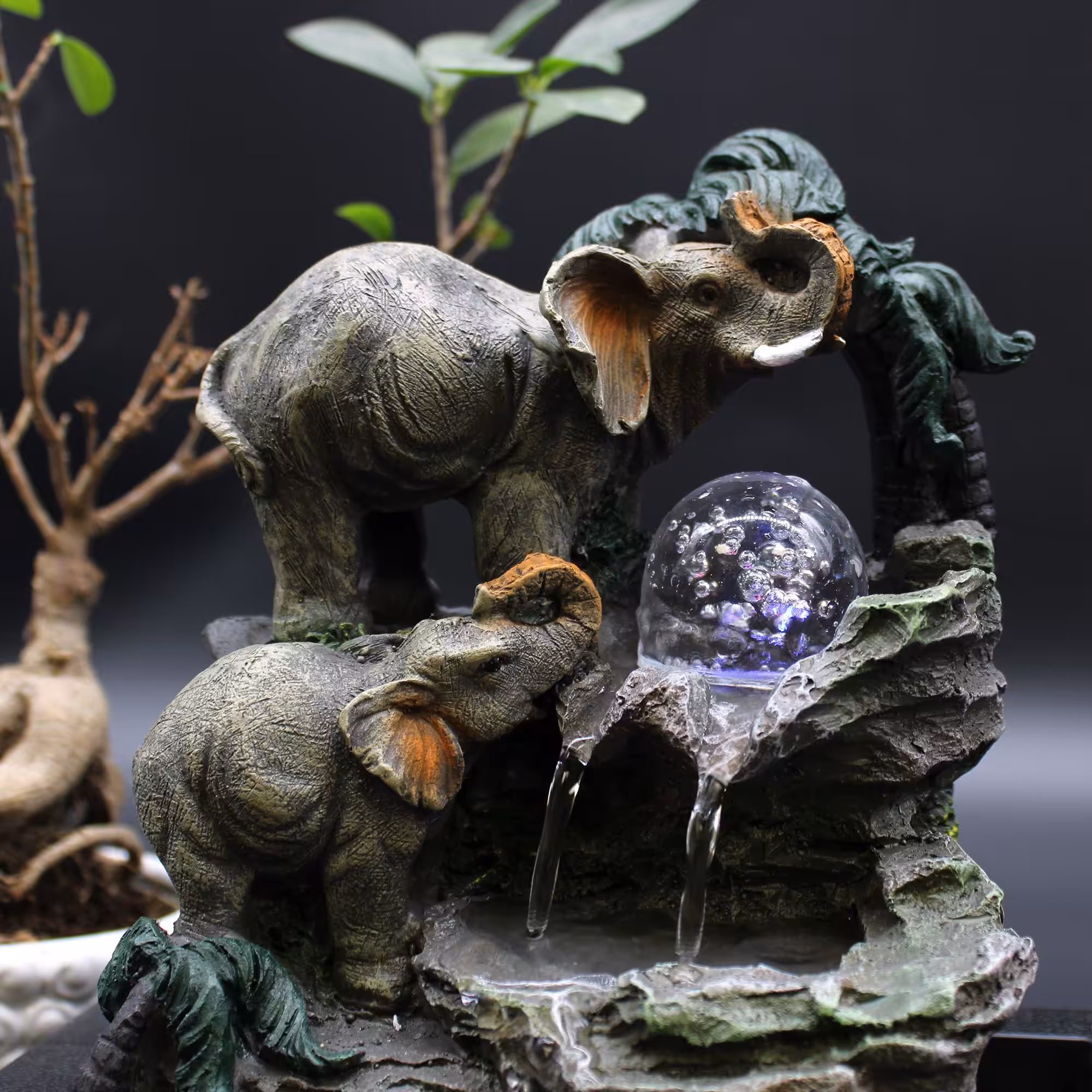 Tabletop Water Feature – 30cm – Elephant Family | www.artisan-gifts.co.uk 7 Tabletop Water Feature - 30cm - Elephant Family - Image 6