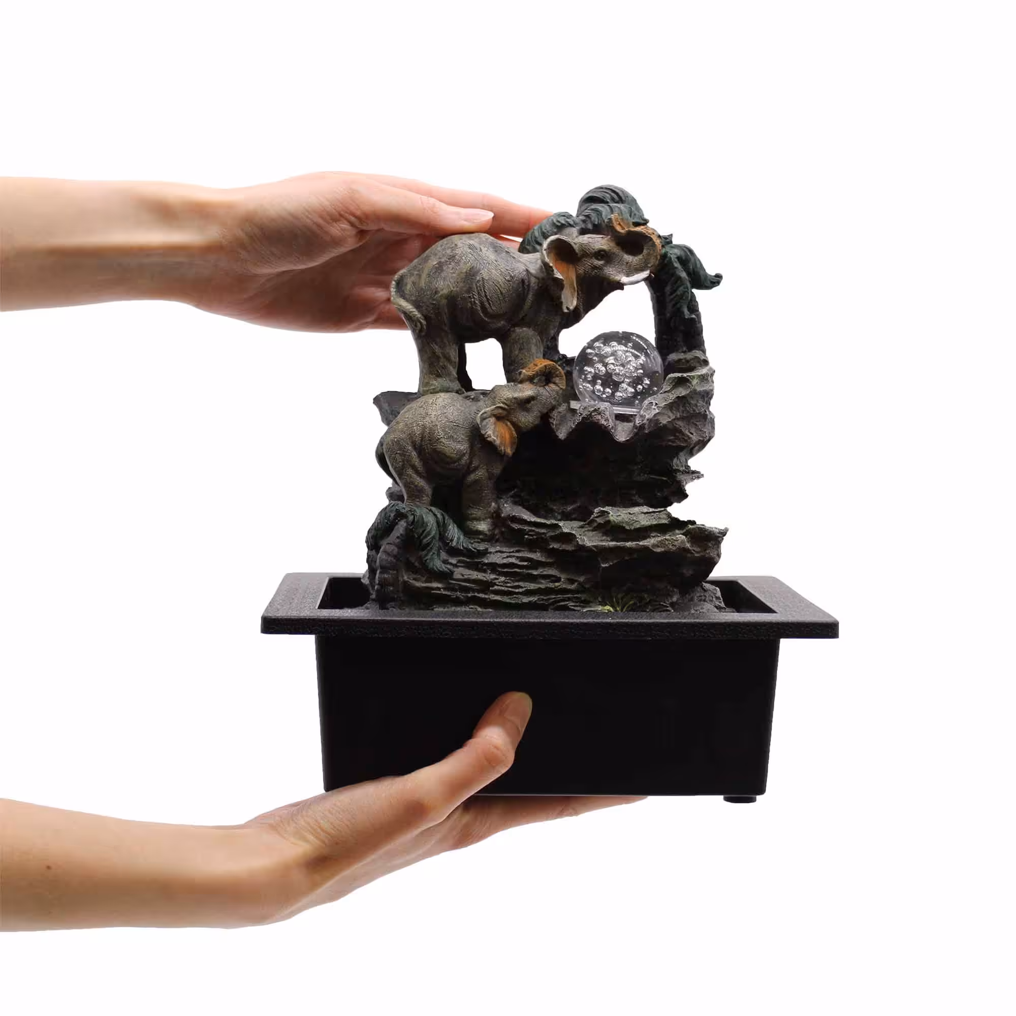 Tabletop Water Feature – 30cm – Elephant Family | www.artisan-gifts.co.uk 5 Tabletop Water Feature - 30cm - Elephant Family - Image 4