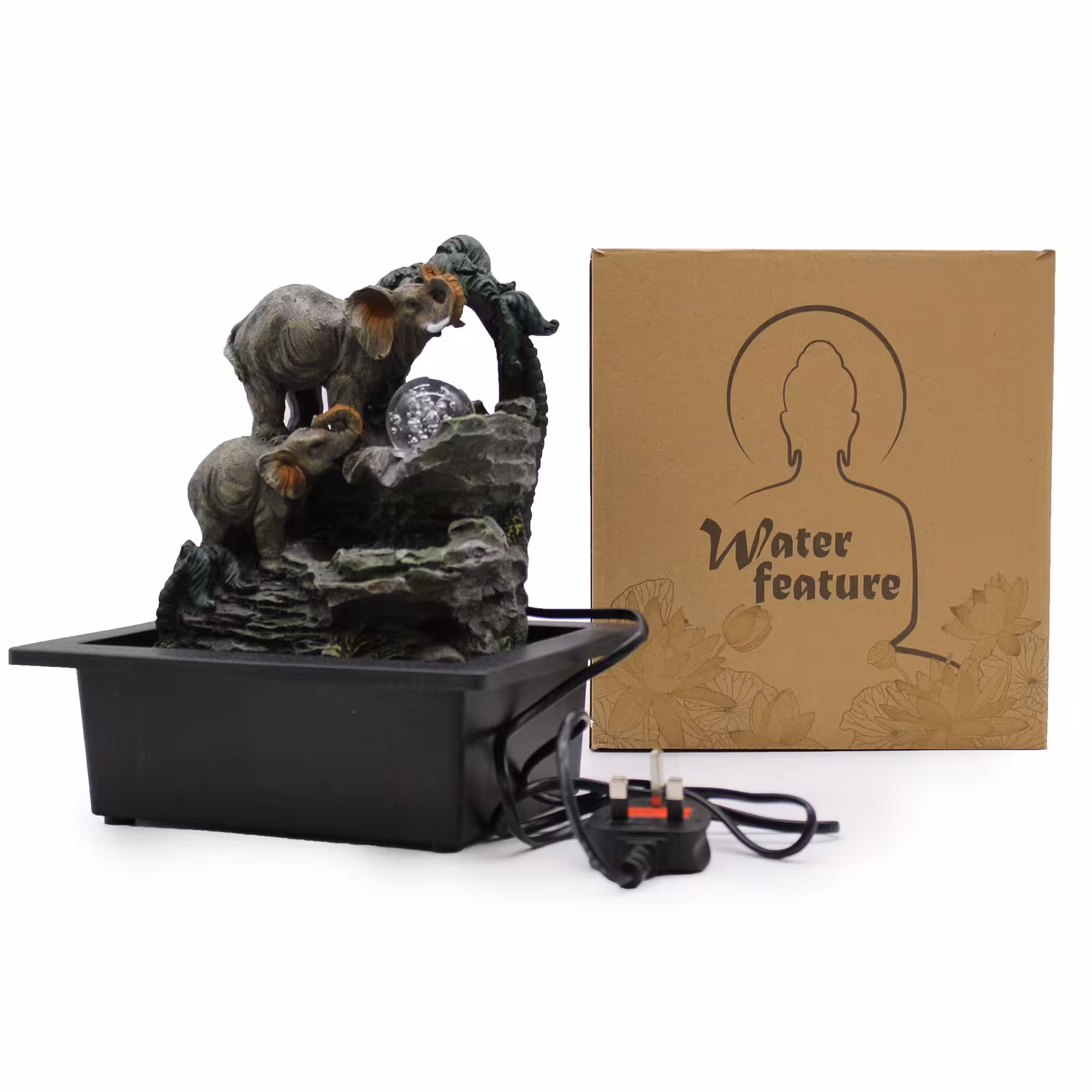 Tabletop Water Feature – 30cm – Elephant Family | www.artisan-gifts.co.uk 3 Tabletop Water Feature - 30cm - Elephant Family - Image 2