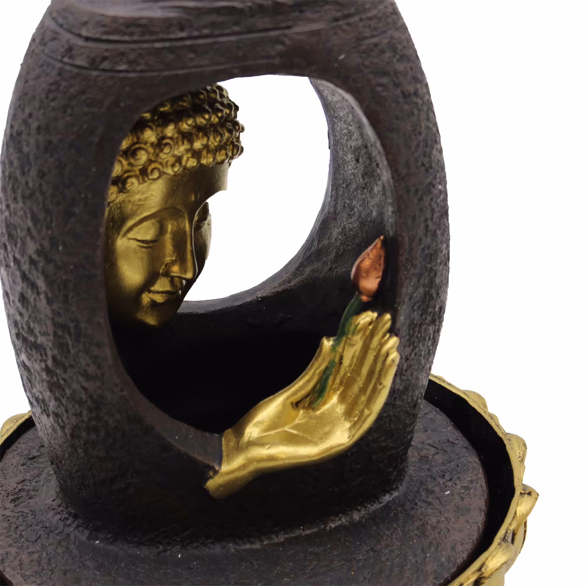 Tabletop Water Feature – 30cm – Golden Buddha & Vitarka Mudra | www.artisan-gifts.co.uk 4 Tabletop Water Feature - 30cm - Golden Buddha & Vitarka Mudra - Image 3