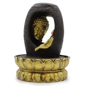 Tabletop Water Feature – 30cm – Golden Buddha & Vitarka Mudra | www.artisan-gifts.co.uk 1