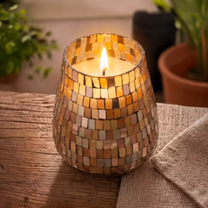 Tall Glass Jar Candles – Amber Mosaic | www.artisan-gifts.co.uk Tall Glass Jar Candles - Amber Mosaic