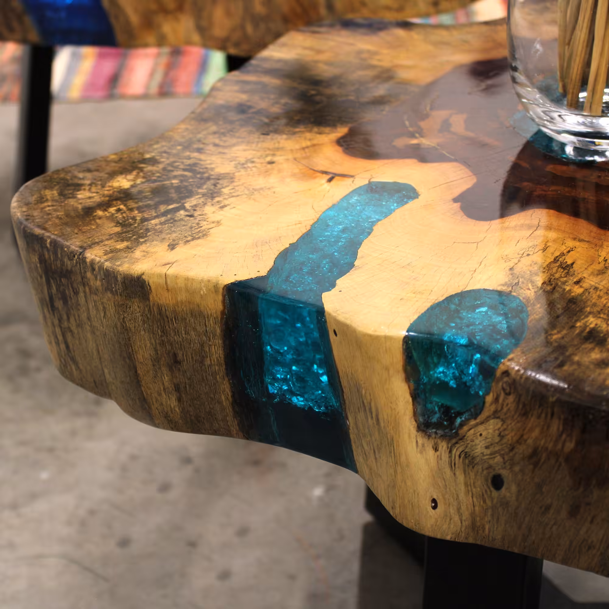 Tamarind and Resin Coffee Table – Aqua | www.artisan-gifts.co.uk 3 Tamarind and Resin Coffee Table - Aqua - Image 2