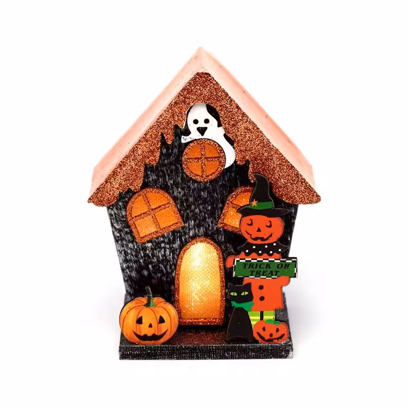 Trick or Treat Pumpkin House Halloween LED Decoration | www.artisan-gifts.co.uk 2 Trick or Treat Pumpkin House Halloween LED Decoration