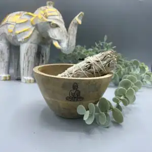 Wooden Smudge and Ritual Offerings Bowl – Buddha – 11x7cm | www.artisan-gifts.co.uk 1