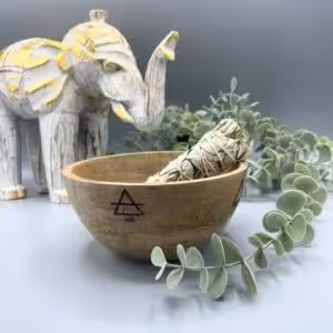 Wooden Smudge and Ritual Offerings Bowl - Four Elements - 13x7cm
